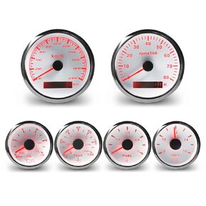 WATERWICH 6 Gauge Set with GPS Speedometer Tachometer Oil Pressure Water Temperature Voltmeter Fuel Level Gauge Meter Kit for Car Truck Vehicle Automotive Boat Marine