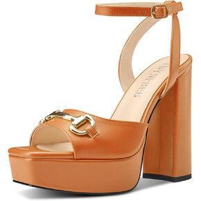 Womens Chunky Block High Platform Heel Open Toe Sandals Ankle Strap Buckle Prom Party Dress Summer 5.3 Inches Heels