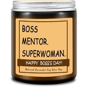 Homsolver Boss Gifts for Women, Cool Gifts for Bosses, Unique Birthday, Christmas or New Job Promotion & Retirement Gifts -Boss Mentor Superwoman Scent Candles