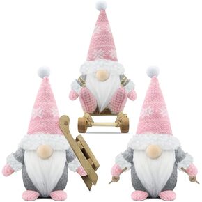 مجموعة زينة Gehydy Christmas Gnomes مكونة من 3 قطع صغيرة من القطيفة مع زلاجات إسكندنافية مصنوعة يدويًا من Tomte Santa المحشوة هدية عيد الميلاد لتزيين المنزل والمطبخ والمزرعة - صينية متدرجة - أزرق