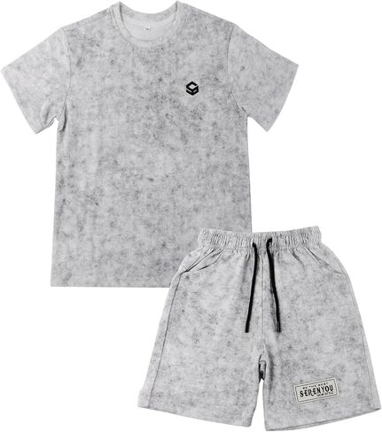 Boys Two Piece Summer Outfits Tie Dye T-Shirt and Shorts Clothes Set for Kids 4-13 in Saudi Arabia