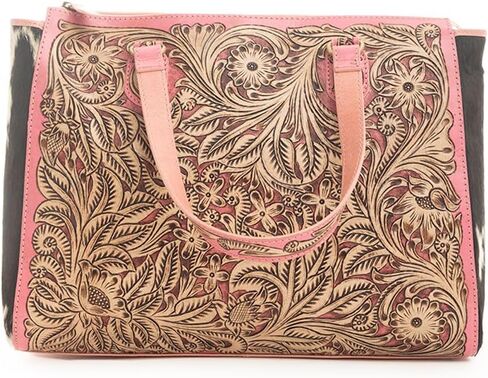 Myra Bag Western Leather and Hairon Handbag for Women, Pink in Kuwait