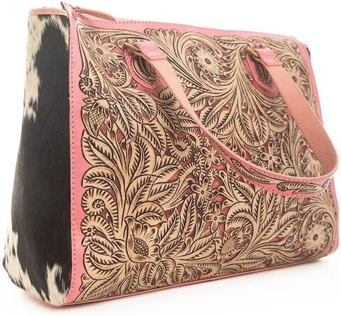 Myra Bag Western Leather and Hairon Handbag for Women, Pink in Kuwait