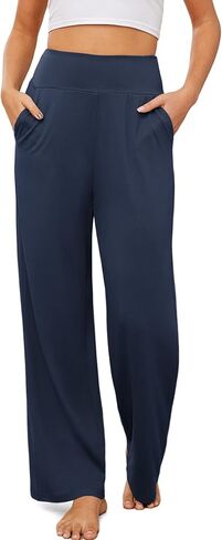 Womens Wide Leg Yoga Pants High Waisted Comfy Soft Pajamas with Pockets Lounge Loose Sweatpants for Casual in Saudi Arabia