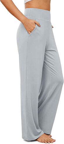 Womens Wide Leg Yoga Pants High Waisted Comfy Soft Pajamas with Pockets Lounge Loose Sweatpants for Casual in Saudi Arabia