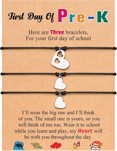 First Day of Kindergarten/Preschool Gift Back to School Bracelet Mommy and Me Matching Mother Daughter Bracelets Set for 3 in Saudi Arabia