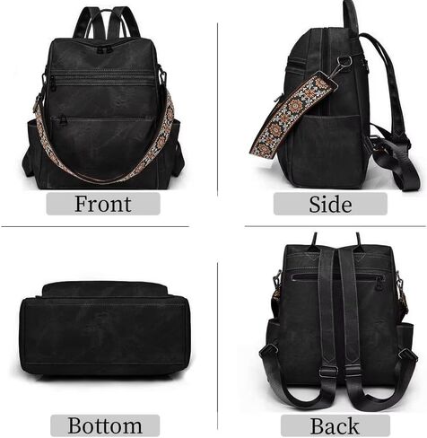 Womens Backpack Purse Vegan PU Leather Backpack Large Anti-theft Rucksack Fashion Ladies Shoulder Bag Waterproof Handbags for Travel Hiking Working, Brown in Saudi Arabia