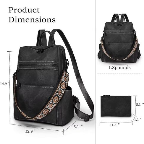 Womens Backpack Purse Vegan PU Leather Backpack Large Anti-theft Rucksack Fashion Ladies Shoulder Bag Waterproof Handbags for Travel Hiking Working, Brown in Saudi Arabia