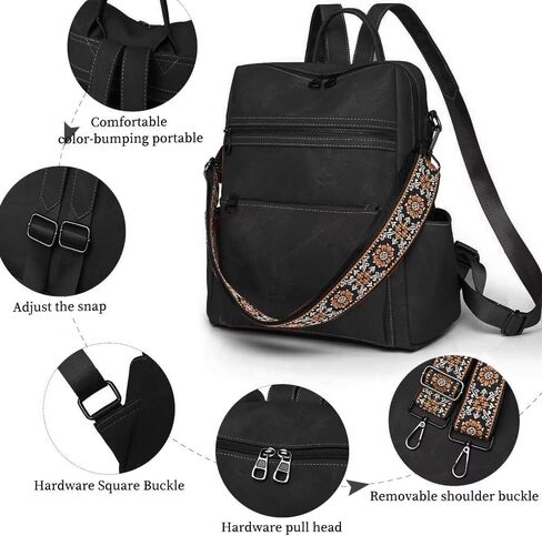 Womens Backpack Purse Vegan PU Leather Backpack Large Anti-theft Rucksack Fashion Ladies Shoulder Bag Waterproof Handbags for Travel Hiking Working, Brown in Saudi Arabia
