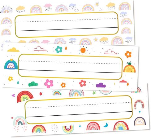 30 Name Tags for Classroom Cubbies, 3x9 in Boho Rainbow Name Plates for Desks, Classroom Must Haves for Teachers Elementary - A01 in Kuwait