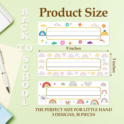 30 Name Tags for Classroom Cubbies, 3x9 in Boho Rainbow Name Plates for Desks, Classroom Must Haves for Teachers Elementary - A01 in Kuwait