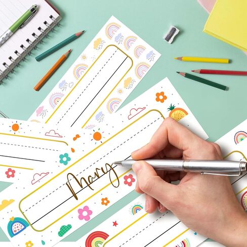 30 Name Tags for Classroom Cubbies, 3x9 in Boho Rainbow Name Plates for Desks, Classroom Must Haves for Teachers Elementary - A01 in Kuwait