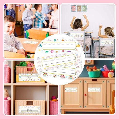 30 Name Tags for Classroom Cubbies, 3x9 in Boho Rainbow Name Plates for Desks, Classroom Must Haves for Teachers Elementary - A01 in Kuwait