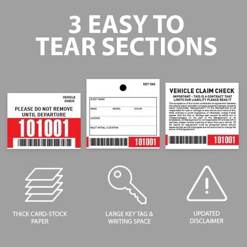 3 Part Valet Tickets with Barcode (Red) in Saudi Arabia