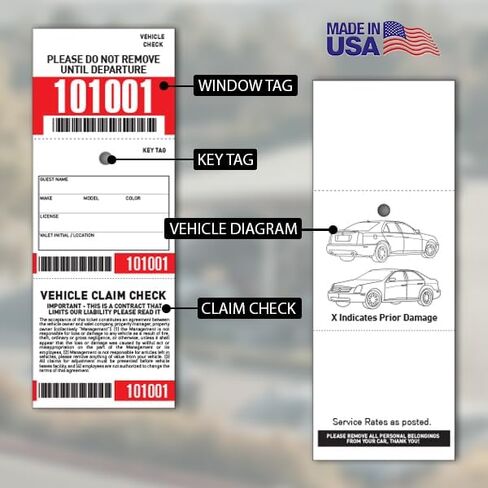 3 Part Valet Tickets with Barcode (Red) in Saudi Arabia
