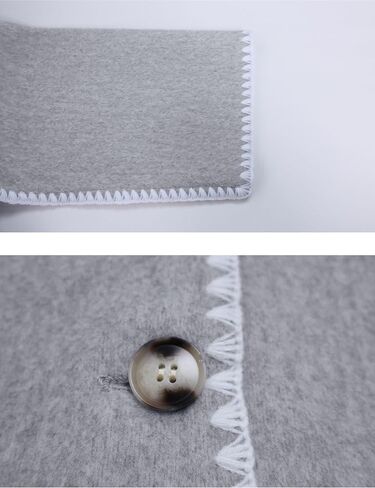 Womens Embroidered Scarf Jacket Oversized Button Down Wool Blend Coat Long Sleeve Removable Tassel Scarf Coat(0387-Grey-XS) in Saudi Arabia