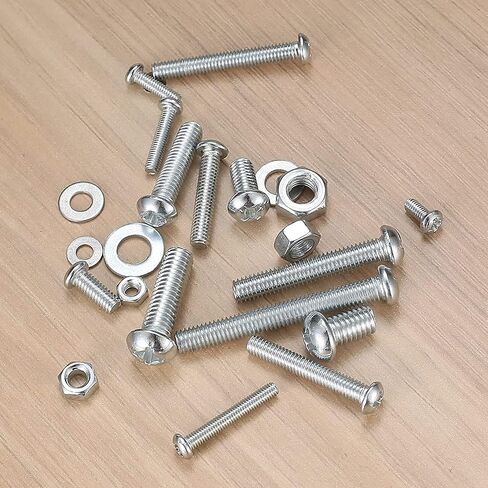 380 Pcs Screws Bolts and Nuts Assortment Kit, Metric Machine Screws and Nuts and Bolts and Flat Washers, M3/M4/M5 Slotted Pan Head Hex Bolts and Nuts Sets (E) in Saudi Arabia