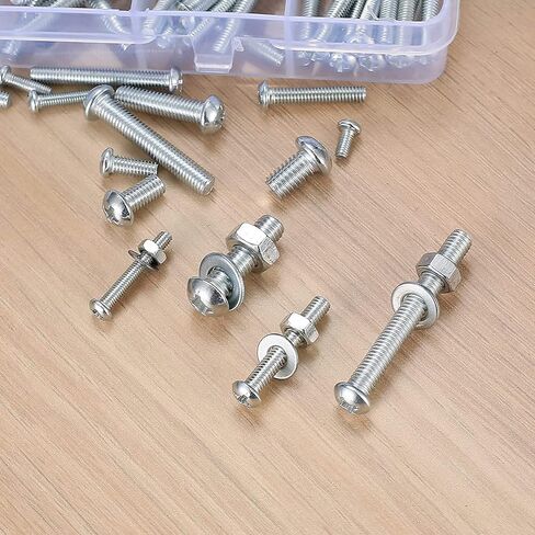 380 Pcs Screws Bolts and Nuts Assortment Kit, Metric Machine Screws and Nuts and Bolts and Flat Washers, M3/M4/M5 Slotted Pan Head Hex Bolts and Nuts Sets (E) in Saudi Arabia