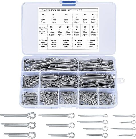 Cotter Pins Assortment Kit, Split Cotter Pins, Hair Pin R Clips, Heavy Duty R Clips Retaining Pins, Stainless Steel Locking Cotter Hitch Pins for Trucks Tow Bar Tractors Mower Carts (100pcs r Clips) in Saudi Arabia