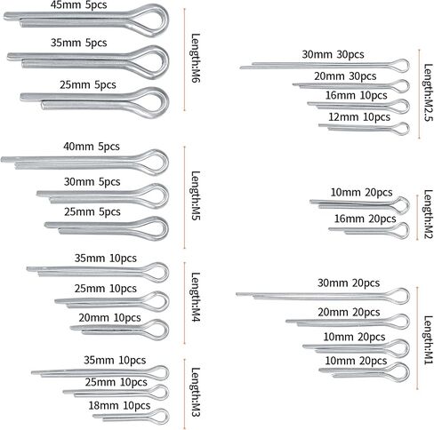 Cotter Pins Assortment Kit, Split Cotter Pins, Hair Pin R Clips, Heavy Duty R Clips Retaining Pins, Stainless Steel Locking Cotter Hitch Pins for Trucks Tow Bar Tractors Mower Carts (100pcs r Clips) in Saudi Arabia