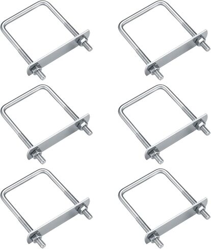 6 Pack Square U-Bolts, Stainless Steel U-Bolts with Frame Plates and Nuts, 2"/50mm Inner Width 3.15"/80mm Length, Square U Shaped Bolts for Automobiles Trailer, Ski Boat, Sailboat, Trailer in Saudi Arabia