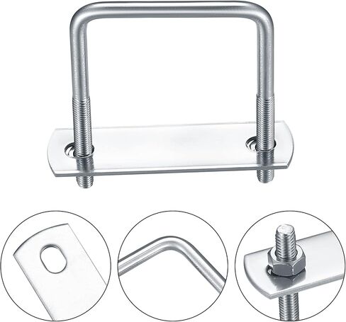 6 Pack Square U-Bolts, Stainless Steel U-Bolts with Frame Plates and Nuts, 2"/50mm Inner Width 3.15"/80mm Length, Square U Shaped Bolts for Automobiles Trailer, Ski Boat, Sailboat, Trailer in Saudi Arabia