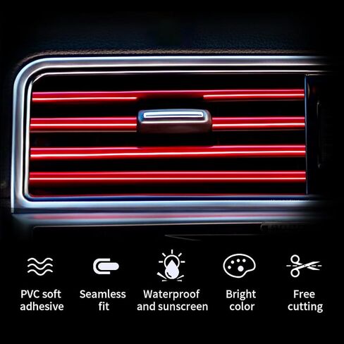 مجموعة إكسسوارات السيارة 27 قطعة، شريط تزيين السيارة، شرائط تزيين فتحة السيارة، شرائط الحشو، مع كاشطات تزيين كأس السيارة وإكسسوارات السيارة الداخلية (أحمر) in Kuwait