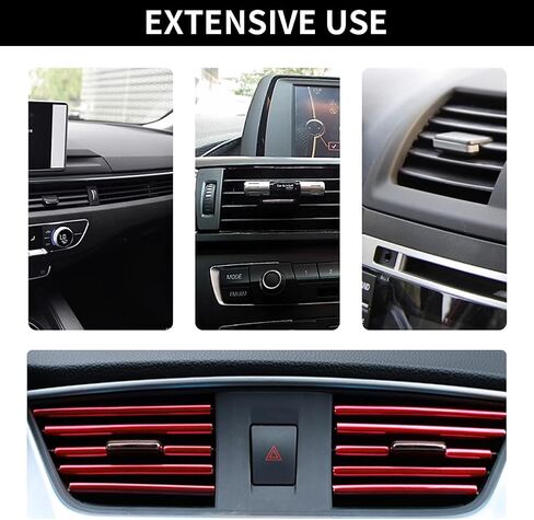 مجموعة إكسسوارات السيارة 27 قطعة، شريط تزيين السيارة، شرائط تزيين فتحة السيارة، شرائط الحشو، مع كاشطات تزيين كأس السيارة وإكسسوارات السيارة الداخلية (أحمر) in Kuwait