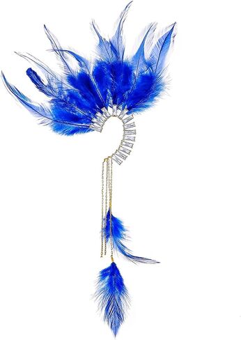 Feather Ear Cuff Earrings Wrap Sparkly Non Piercing Plume Fairy Earings American Indian Style Elf Ear Cuff Cip for Unisex Cosplay Costume Dress Accessories in Saudi Arabia