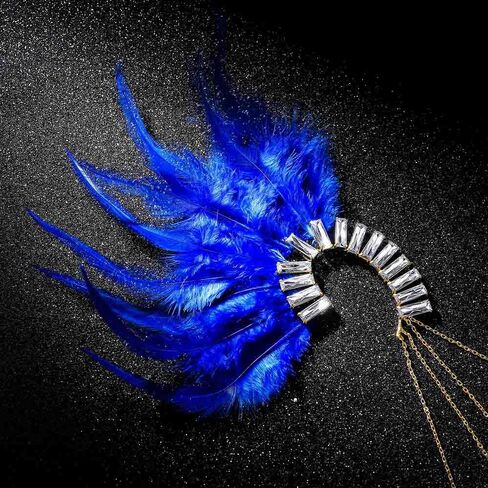 Feather Ear Cuff Earrings Wrap Sparkly Non Piercing Plume Fairy Earings American Indian Style Elf Ear Cuff Cip for Unisex Cosplay Costume Dress Accessories in Saudi Arabia