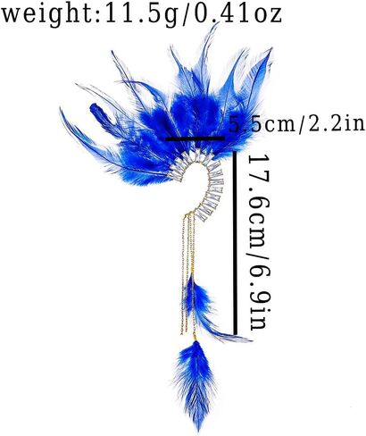 Feather Ear Cuff Earrings Wrap Sparkly Non Piercing Plume Fairy Earings American Indian Style Elf Ear Cuff Cip for Unisex Cosplay Costume Dress Accessories in Saudi Arabia