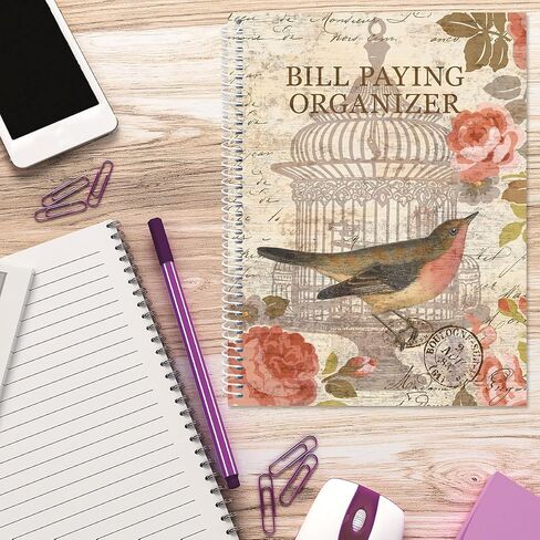 كتاب منظم دفع الفواتير من نيون برايتس - كتاب حساب شخصي، 9 بوصة × 12 بوصة، غلاف حلزوني، 14 جيبًا، 32 ملصقًا، تتبع الفواتير in Kuwait