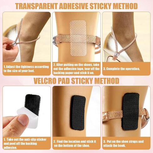 4 Pairs Elastic High Heels Straps, 5.31in Detachable Heel Band Rhinestone High Heels Shoe Lace Belt for Loose Shoes Anti-Loose Shoe Straps Ankle Straps with Anti-Slip Sticker Replacement in Saudi Arabia