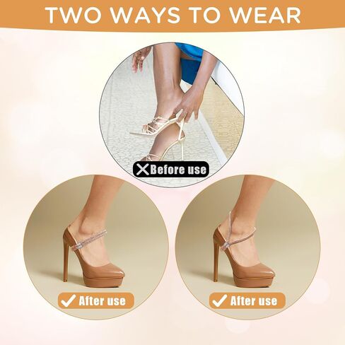 4 Pairs Elastic High Heels Straps, 5.31in Detachable Heel Band Rhinestone High Heels Shoe Lace Belt for Loose Shoes Anti-Loose Shoe Straps Ankle Straps with Anti-Slip Sticker Replacement in Saudi Arabia