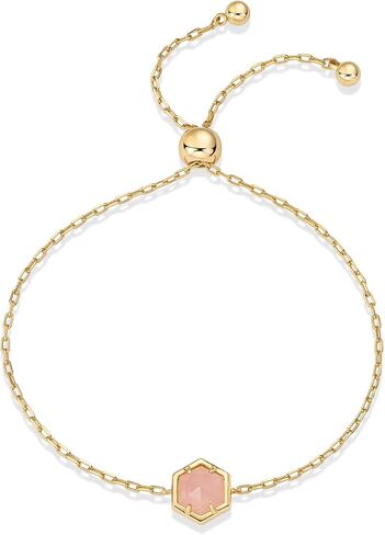 PAVOI 14K Gold Plated Hexagon Gemstone Bracelet for Women | Natural Birthstone 9" Bracelet in Saudi Arabia