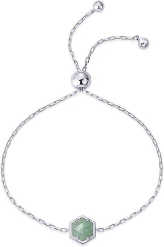 PAVOI 14K Gold Plated Hexagon Gemstone Bracelet for Women | Natural Birthstone 9" Bracelet in Saudi Arabia