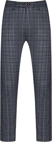 Lars Amadeus Checked Pants for Men's Regular Fit Flat Front Formal Business Plaid Dress Pants in Saudi Arabia