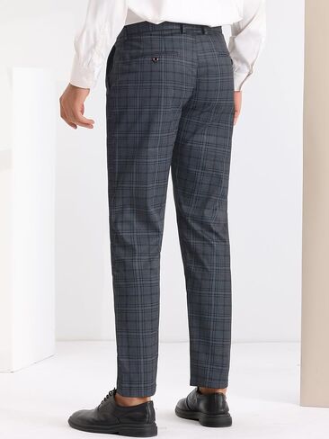 Lars Amadeus Checked Pants for Men's Regular Fit Flat Front Formal Business Plaid Dress Pants in Saudi Arabia