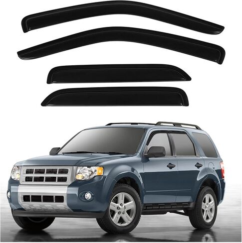 4 قطع أصلية من ظلال النوافذ، مجموعة واقيات المطر المثبتة بشريط خارجي، أقنعة نافذة جانبية لطيفة متوافقة مع 01-12 Escape 08-11 Tribute 05-11 Mariner 94059 in Kuwait