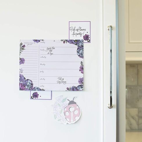 Vera Bradley Purple Floral Note Cube with 400 Blank Sheets and Black Ink Pen, Cute Paper Holder for Desk, Lavender Meadow in Saudi Arabia