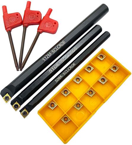 S08K/S10K/ S12M-STFCR11 Boring Bars 91° Internal Turning Holder 3pcs with 3pcs TCMT21.51 Carbide Inserts for Machining Steel Parts and Stainless Steel in Saudi Arabia