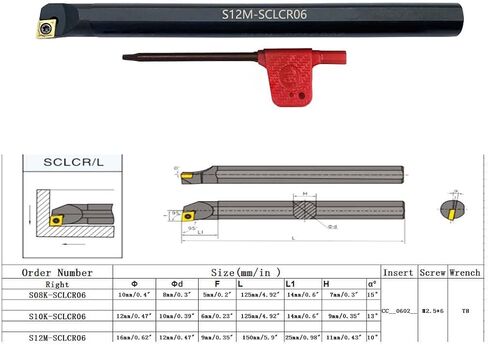 S08K/S10K/ S12M-STFCR11 Boring Bars 91° Internal Turning Holder 3pcs with 3pcs TCMT21.51 Carbide Inserts for Machining Steel Parts and Stainless Steel in Saudi Arabia