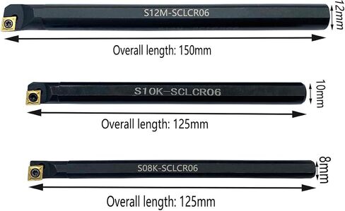 S08K/S10K/ S12M-STFCR11 Boring Bars 91° Internal Turning Holder 3pcs with 3pcs TCMT21.51 Carbide Inserts for Machining Steel Parts and Stainless Steel in Saudi Arabia
