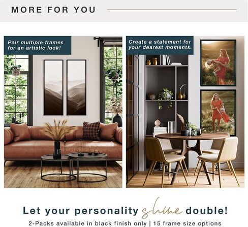 MCS Foundation 20x28 Poster Frame Traditional Black, Vertical & Horizontal Wall Hanging Large Picture Frame for Photos, Posters & Art Prints (2-Pack) in Saudi Arabia