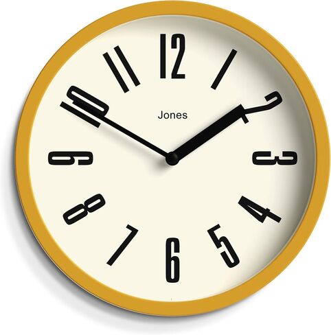 JONES CLOCKS Modern Matt Yellow Wall Clock - Small Round Clock - Retro Design - Office Kitchen Living Room Clock - 20cm (7.9in), Mustard Yellow in Saudi Arabia