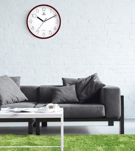 LAIGOO 10 Inch Modern Wall Clock Decorative Non-Ticking - Silent Quartz Movement Battery Operated Analog Clock Round for Bedroom, Home, School, Office(Gold) in Saudi Arabia