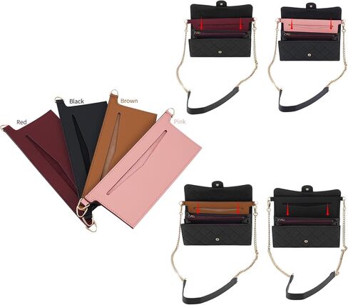 محفظة تحتوي على ملحقات حقيبة كروس بحزام سلسلة للمحفظة لإيميلي، محفظة شانيل في حقيبة كروس (وردي) in Kuwait