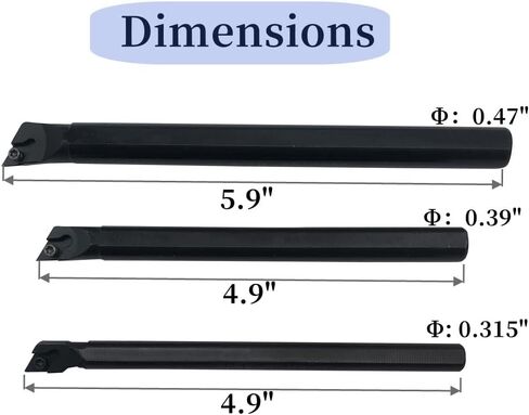 27 Pcs Lathe Boring Bar Set Indexable Lathe Turning Tool, 9psc 1/2'', 3/8" 5/16" Shank Turning Tool Set,Metal Lathe Tools Holder with 9Pieces Carbide Inserts for Turning Grooving Threading in Saudi Arabia