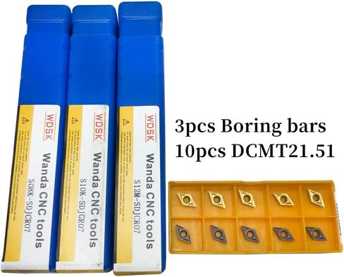 27 Pcs Lathe Boring Bar Set Indexable Lathe Turning Tool, 9psc 1/2'', 3/8" 5/16" Shank Turning Tool Set,Metal Lathe Tools Holder with 9Pieces Carbide Inserts for Turning Grooving Threading in Saudi Arabia