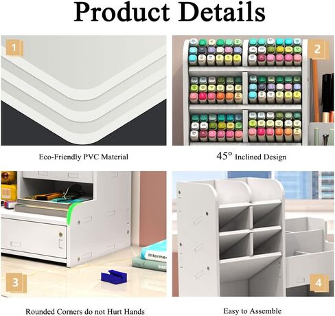 White Pen Organizer with Drawer, DIY Pencil Holder Desk Tidy Caddy Office Stationery Desktop Organiser for Home, Office and School (PB17 White) in Saudi Arabia